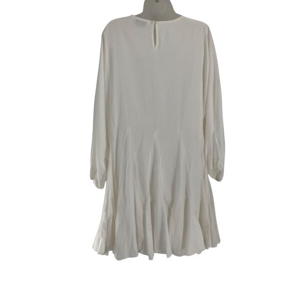 Palms Away White Flowy Long-Sleeve Tunic Dress boutique M coastal minimalist - Picture 2 of 7